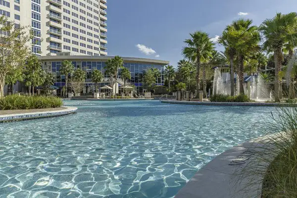 The pool area at the Hyatt Regency Orlando.