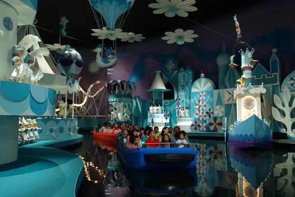 Families ride 'it's a small world' at Disney World in Florida.