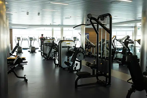 The fitness center onboard Anthem of the Seas.