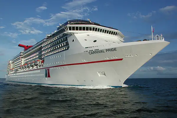 An exterior shot of Carnival Pride.
