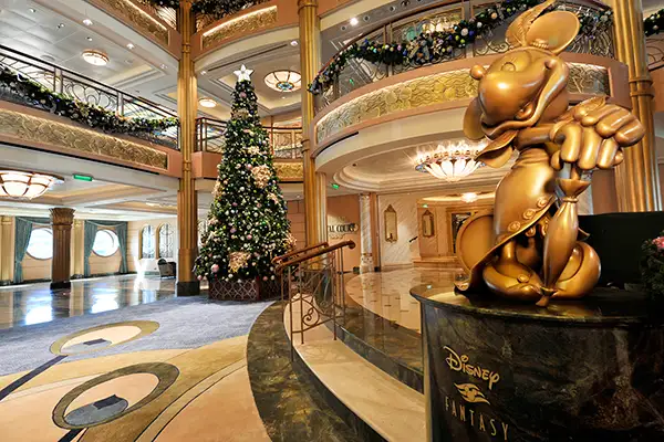 Atrium Lobby of Disney Fantasy at Christmas