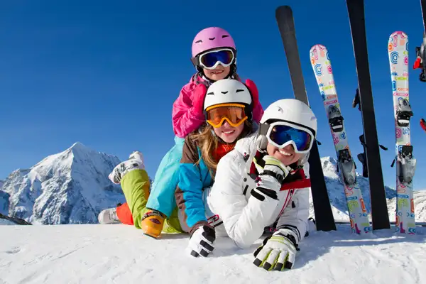 Skiing, winter, snow, sun, and fun.