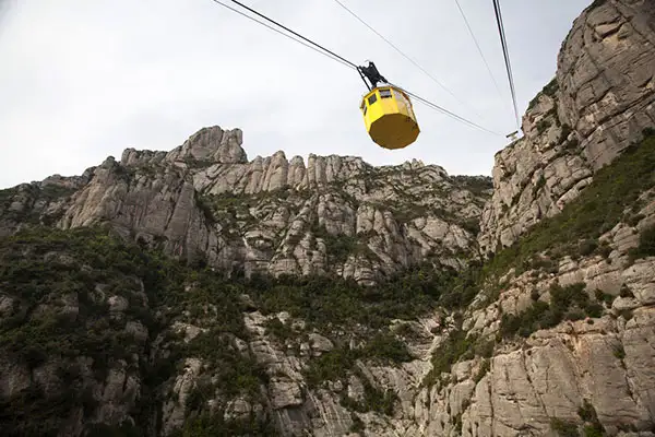 The cable car ride to Montserrat in Spain.
