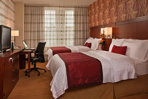 A guest room at the Courtyard by Marriott Washington Convention Center.