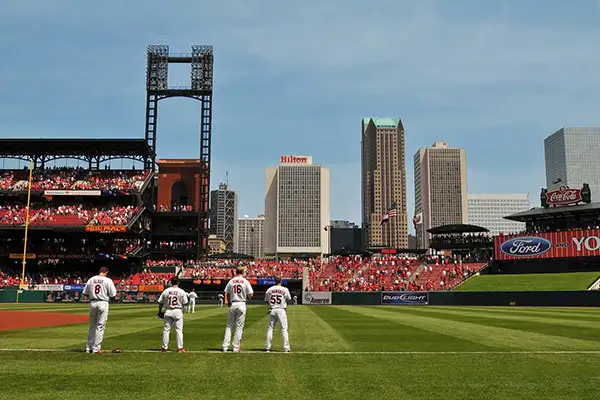 A view of the Hilton St. Louis at the Ballpark from Busch Stadium.