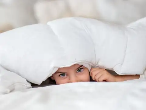 Little Girl in Hotel Bed; Courtesy of Lena Dyomina/Shutterstock.com