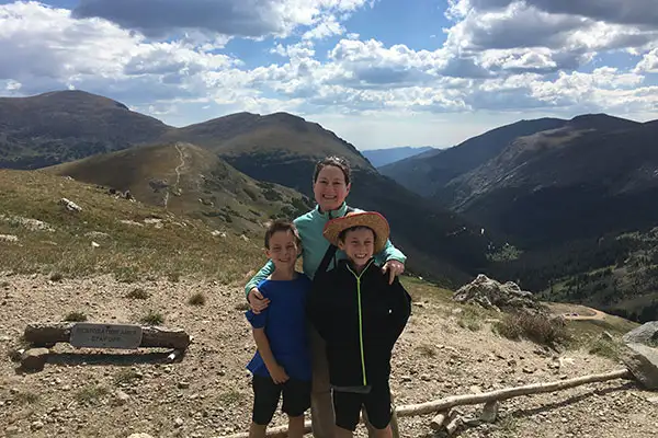 Judy Koutsky and her kids in the midst of a family adventure.