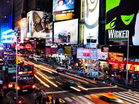 Times Square in New York City; Courtesy of Joe Buglewicz/NYCGo