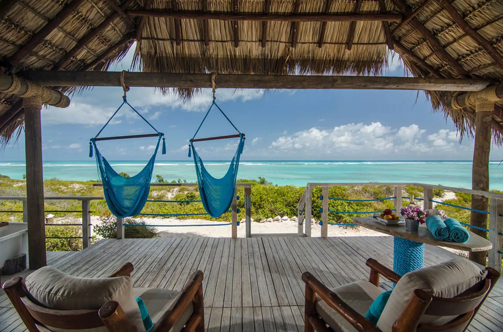 Beachfront palapa at Anegada Beach Club in BVI