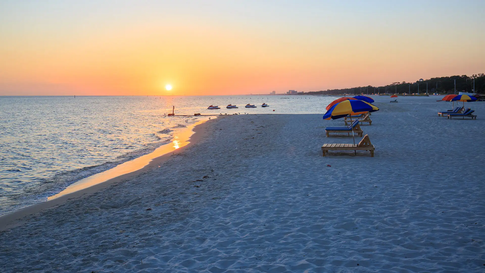 Biloxi beach at sunset; Courtesy of All Stock Photos/Shutterstock.com