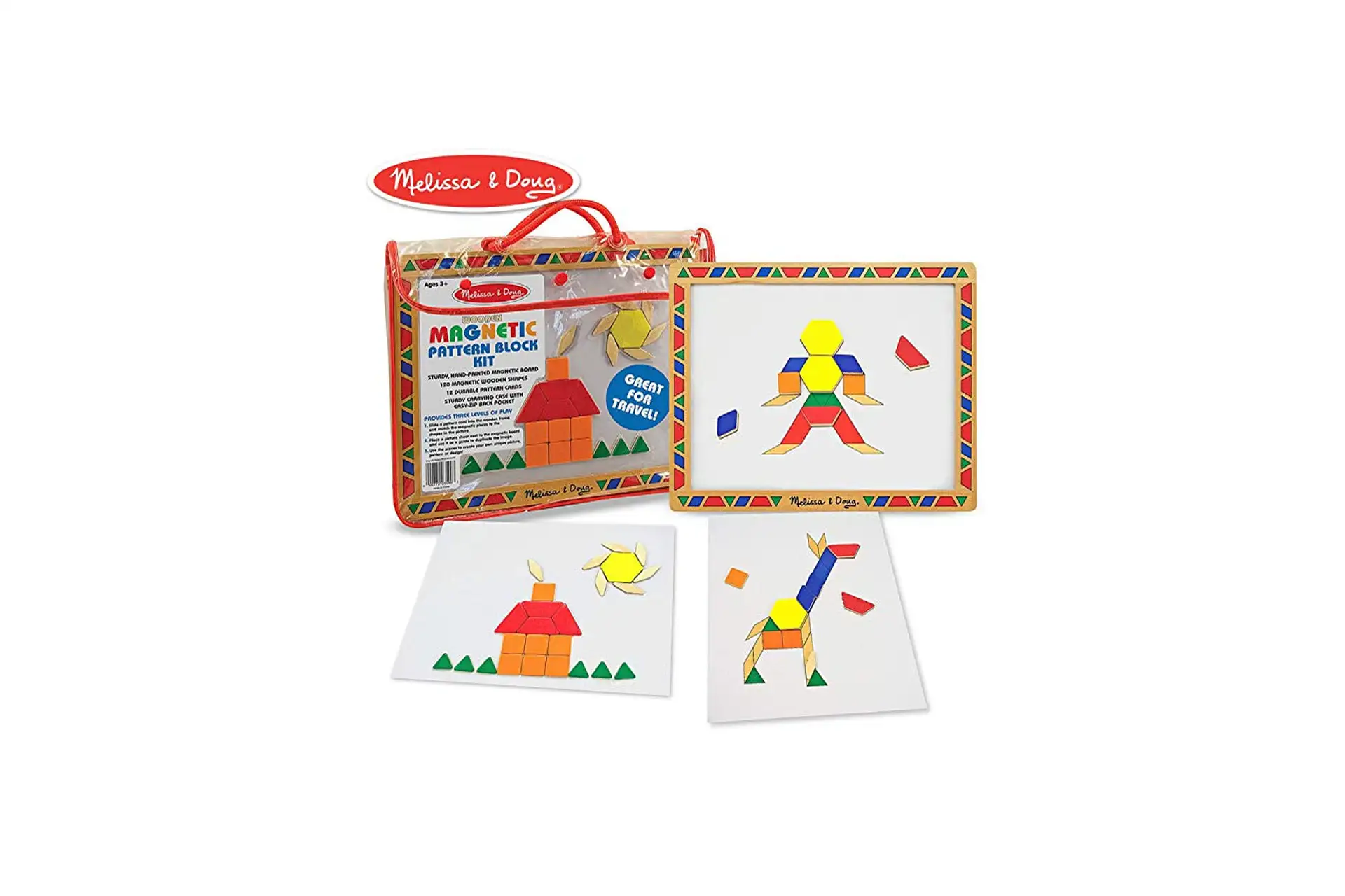 Melissa and Doug Deluxe Wooden Magnetic Pattern Blocks Set
