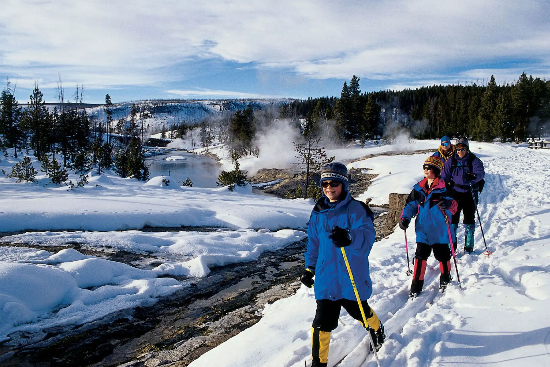Cross-Country Skiing at Old Faithful Snow Lodge in Yellowstone National Park, CA