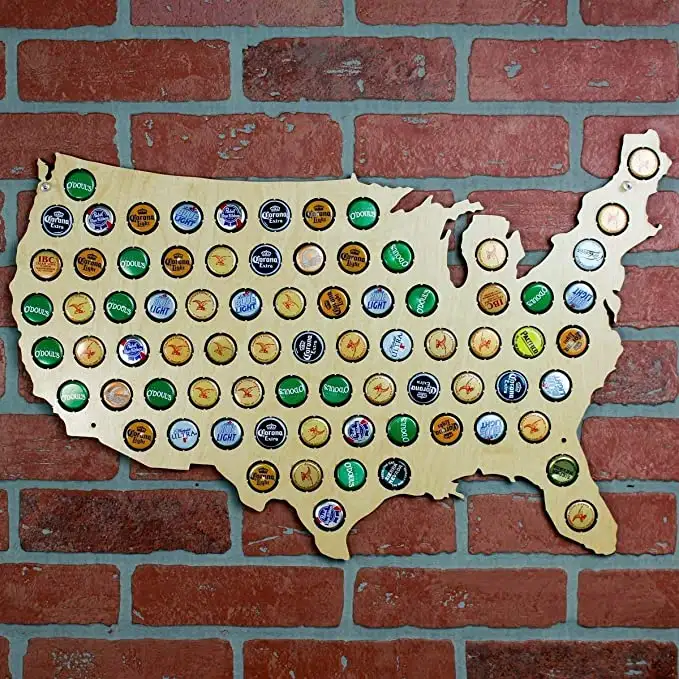 United States of America Beer Cap Map Wall Art
