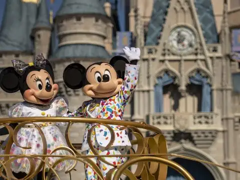 Mickey and Minnie at the Magic Kingdom in Disney World; Courtesy of Disney
