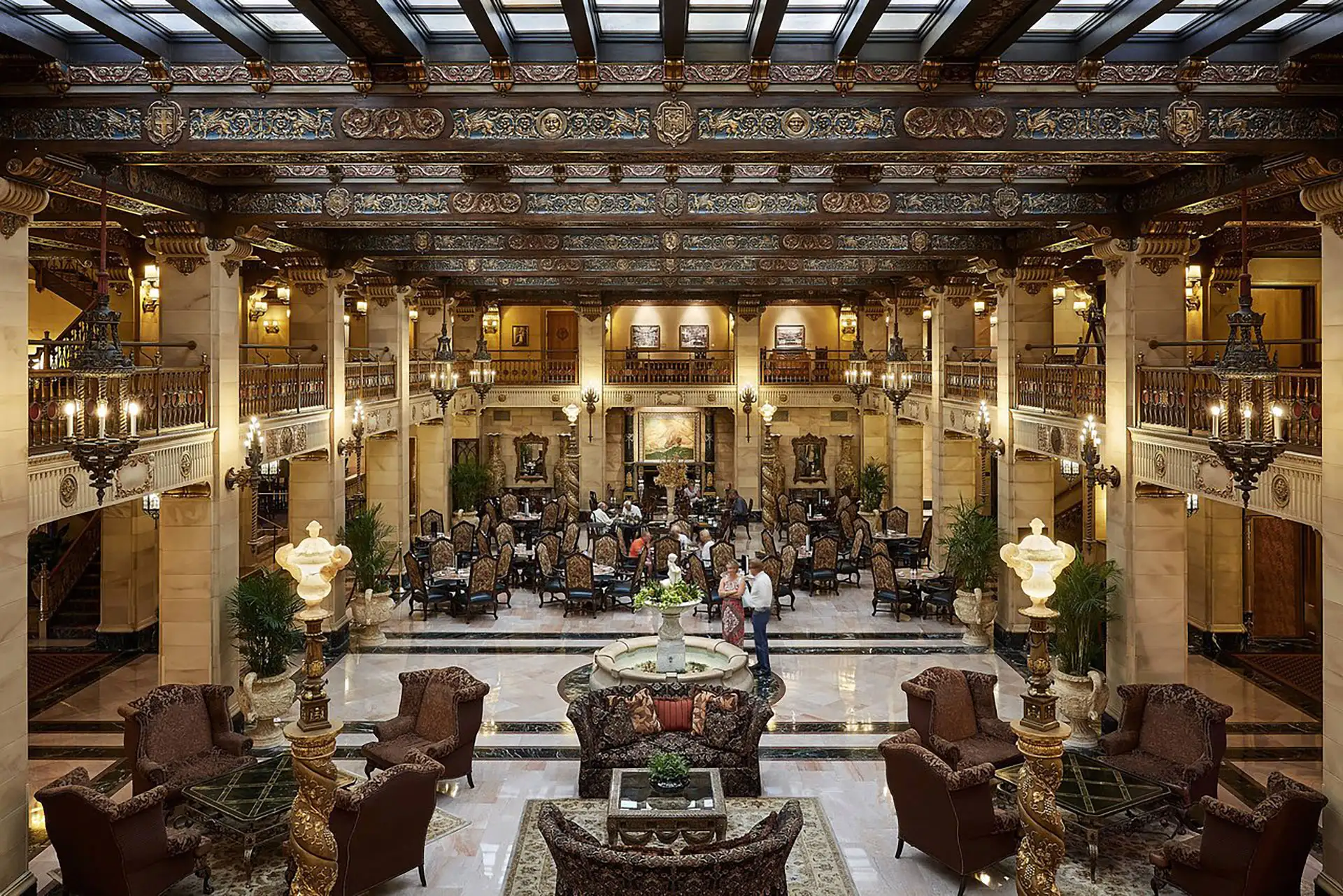 Lobby at The Historic Davenport Hotel; Courtesy of The Historic Davenport Hotel