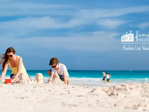 Mom and Kids on Beach; Courtesy of BlueOrange Studio/Shutterstock.com