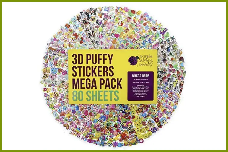 3D Puffy Stickers for Kids & Toddlers Variety Pack 80 Different