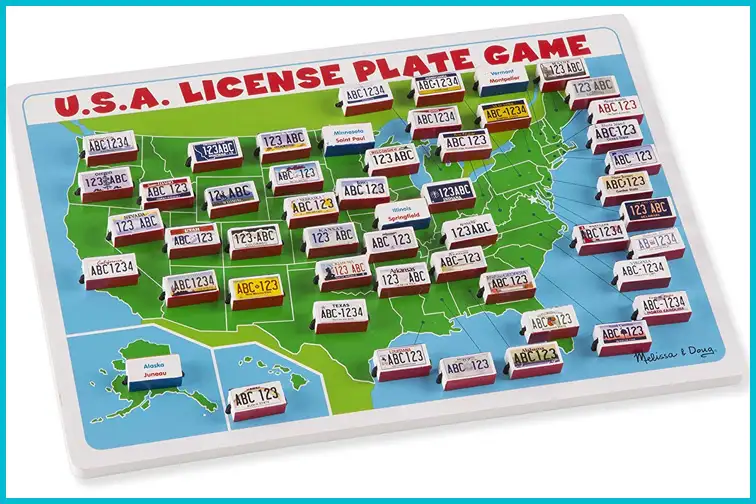 Melissa & Doug U.S.A. License Plate Game; Courtesy of Amazon