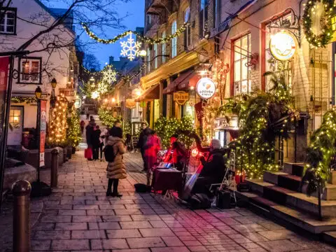 quebec city montreal holiday street; Courtesy of By AnjelikaGr/Shutterstock
