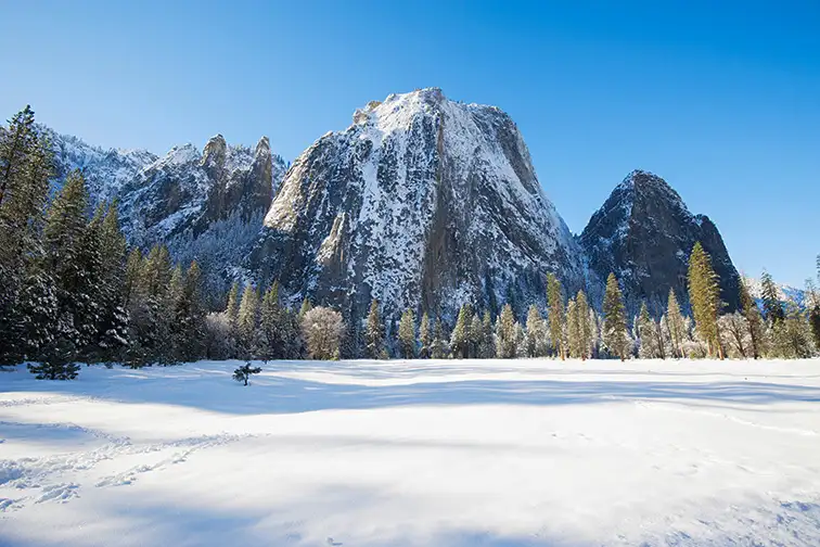 yosemite in winter; Courtesy of somchaij/Shutterstock