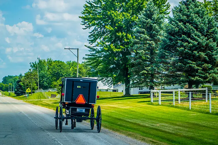 Shipshewana, IN Amish buggy; Courtesy of Cheri Alguire/Shutterstock
