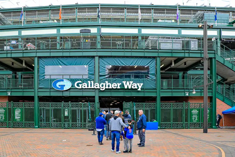he new Gallagher Way Park at Wrigley Field, on Clark Street, is a gathering place for families, for special events, or pregame festivities.	;	Courtesy of	Thomas Barrat	/Shutterstock