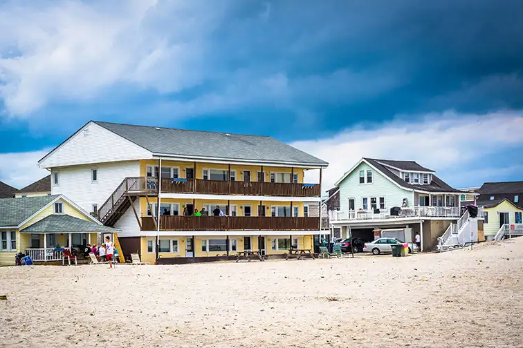 Beachfront homes in Hampton Beach, New Hampshire.; Courtesy of Jon Bilous/Shutterstock
