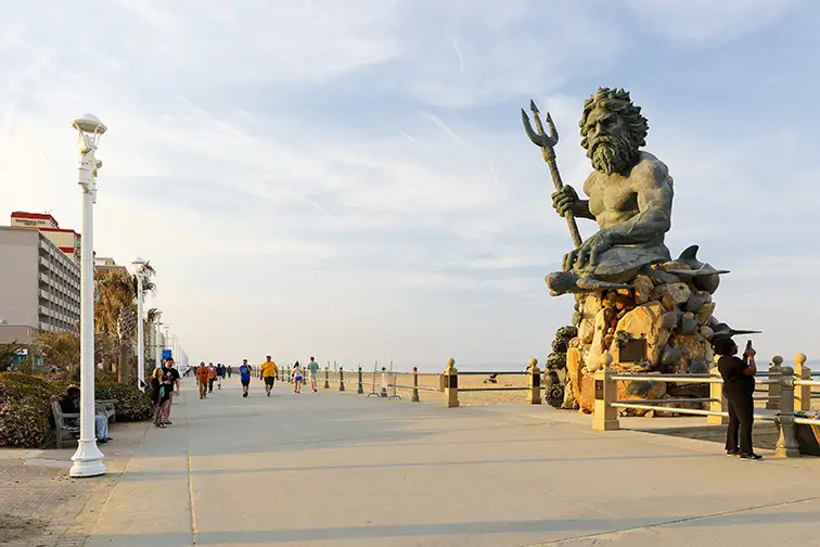 King Neptune Statue at Virginia Beach Before Sunset.; Courtesy of Jay Yuan/Shutterstock