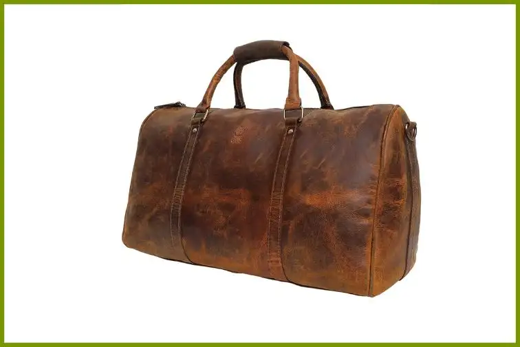 Leather duffel bag