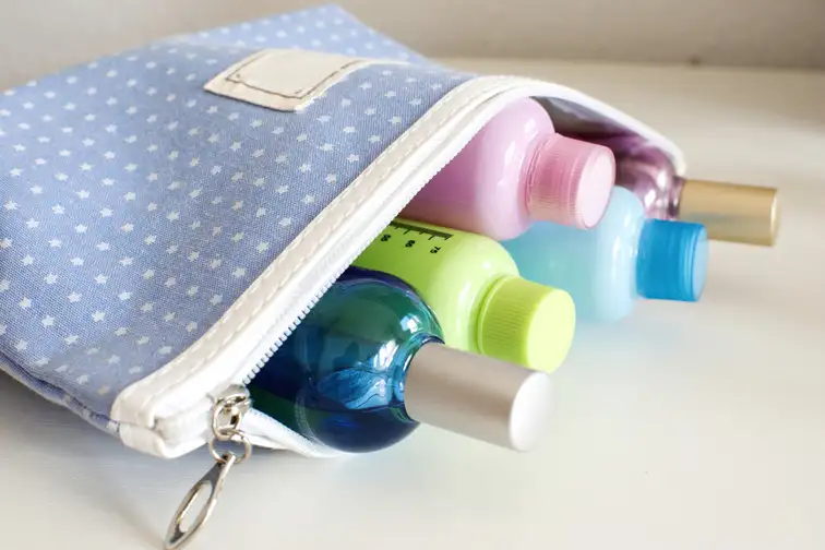 Toiletry bag with liquids