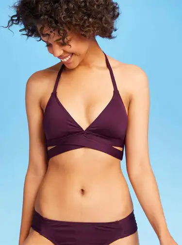 Women's Faux Wrap Halter Bikini Top; Courtesy Target