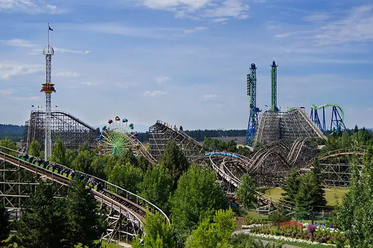 Silverwood, Idaho is the Northwest's Largest Theme Park with over 70 rides, slides, shows and attractions; Courtesy Silverwood Theme Park