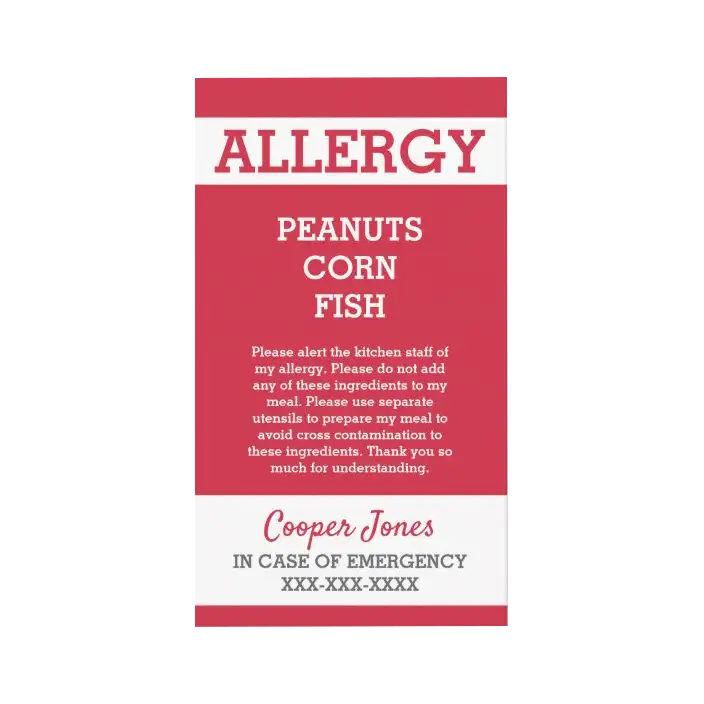 Allergy Business Card