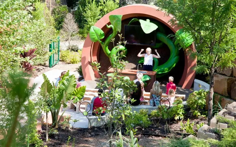 Children playing at an educational event at the Dallas Arboretum and Botanical Garden