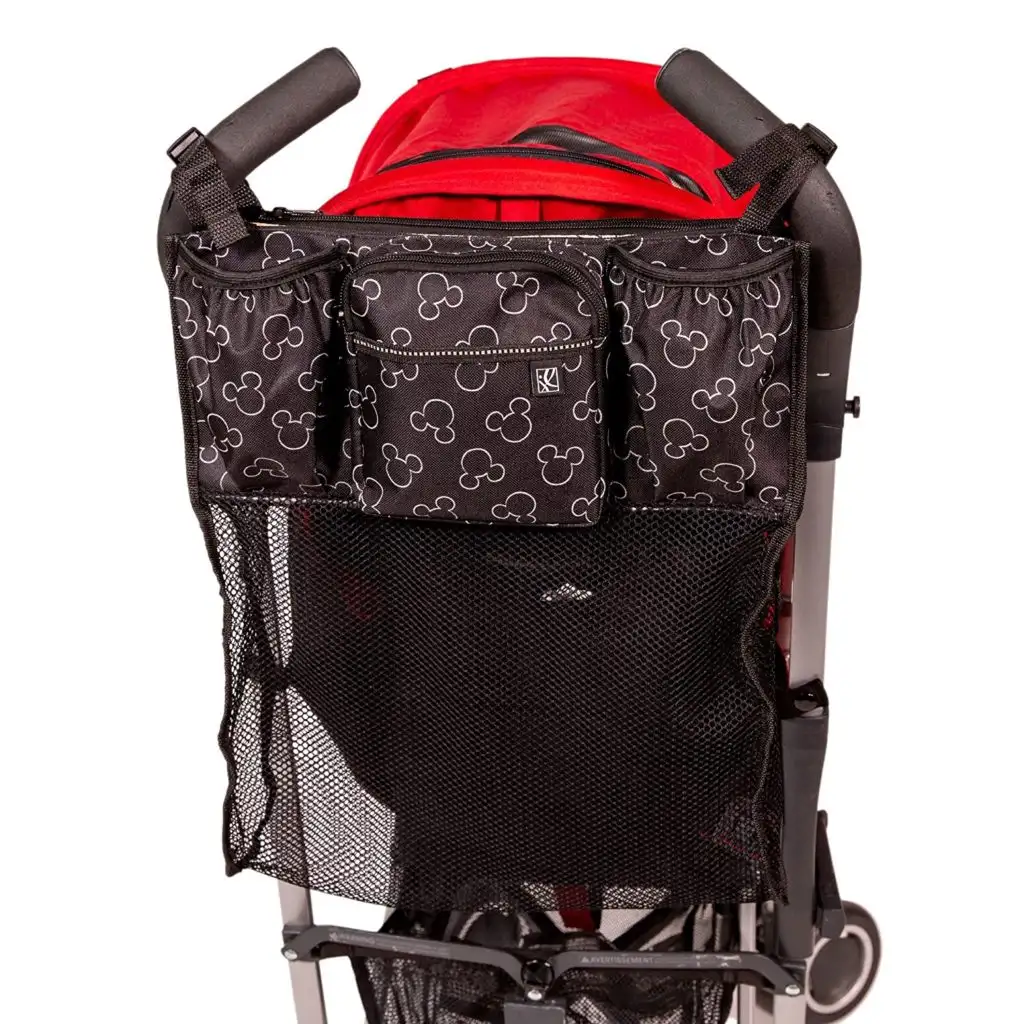 Disney Baby by J.L. Childress Cups 'N Cargo Universal Stroller Organizer attached to a stroller