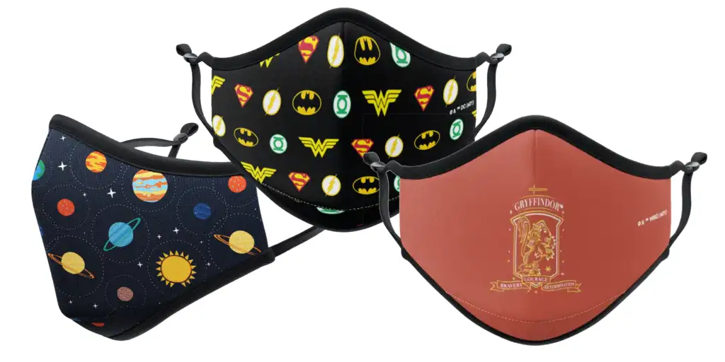 Vista Print Masks in Harry Potter, DC Comics, and Space patterns