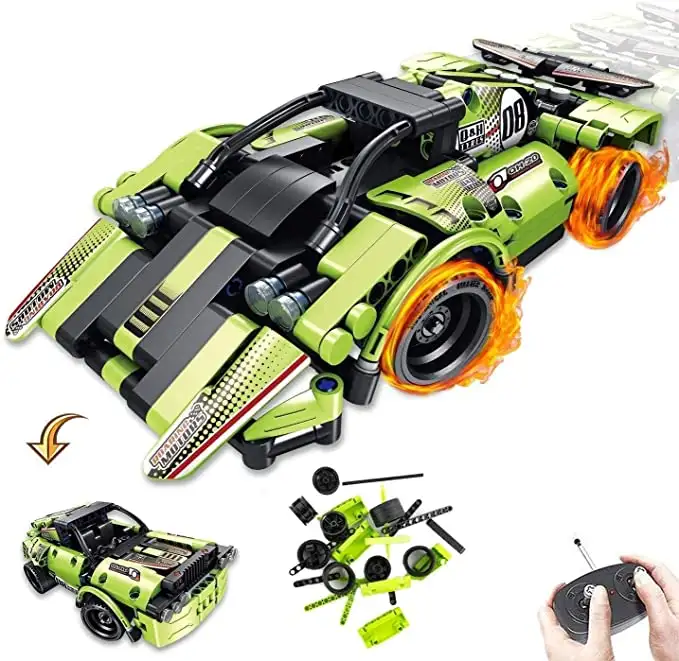 STEM Building Toys for Kids 2-in-1 Remote Control Race Car Building
