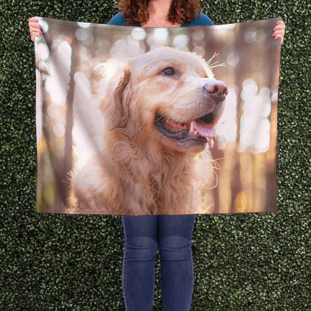 Fleece Photo Blanket featuring a photo of a dog