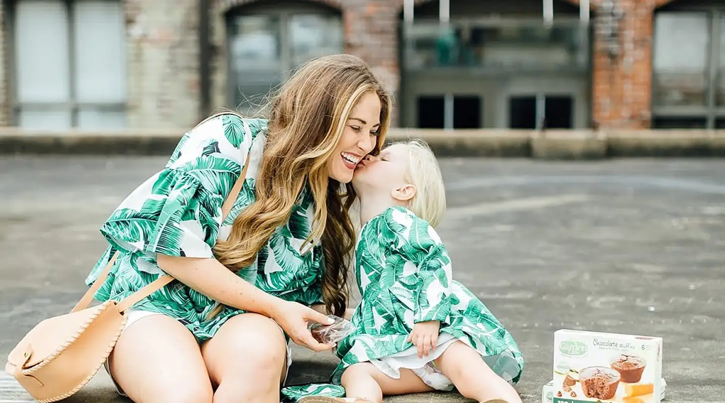Mother and child dressed in Poshmark clothing