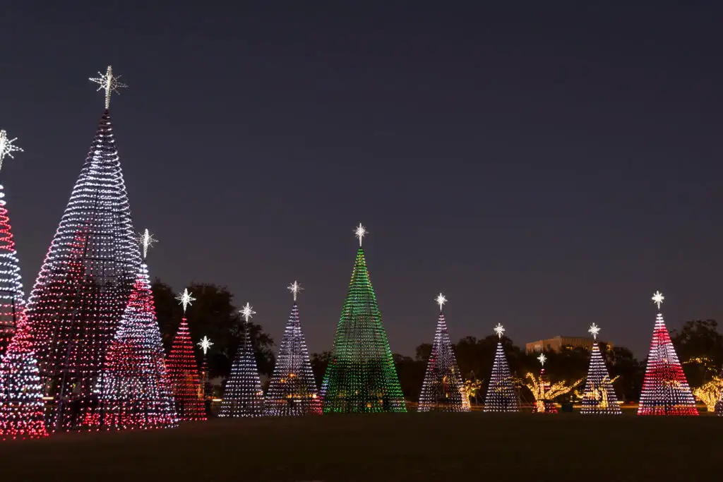 Light up metal trees at the Gulfport Harbor Lights Winter Festival