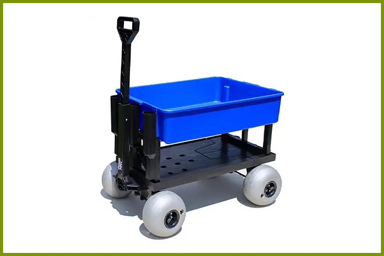 Mighty Max beach cart with blue tub